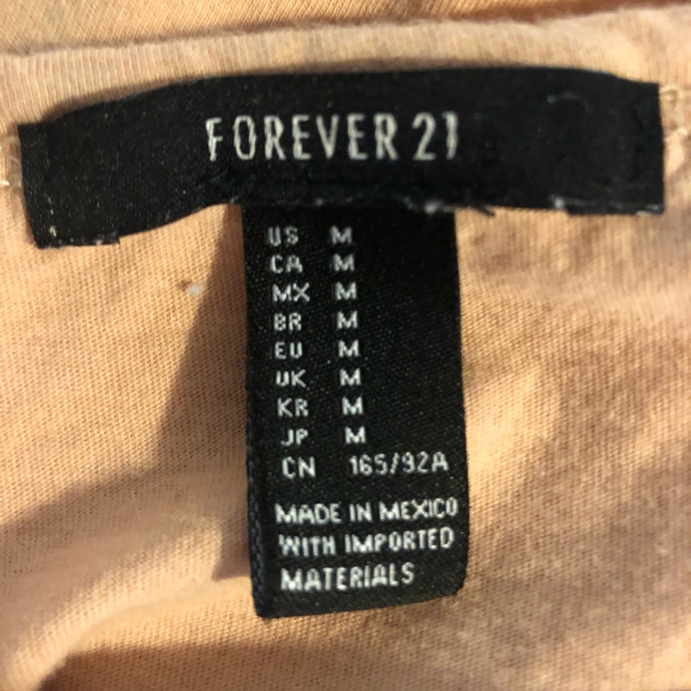 Forever 21 short sleeve cotton cropped tee t-shirt Peach Tan color Size … - Picture 9 of 10